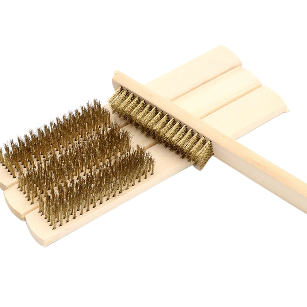 

Portable Rust Removal Multipurpose Tools Wooden Handle Cleaning Durable 6x16 Row Practical Industrial Grinding Long Wire Brush