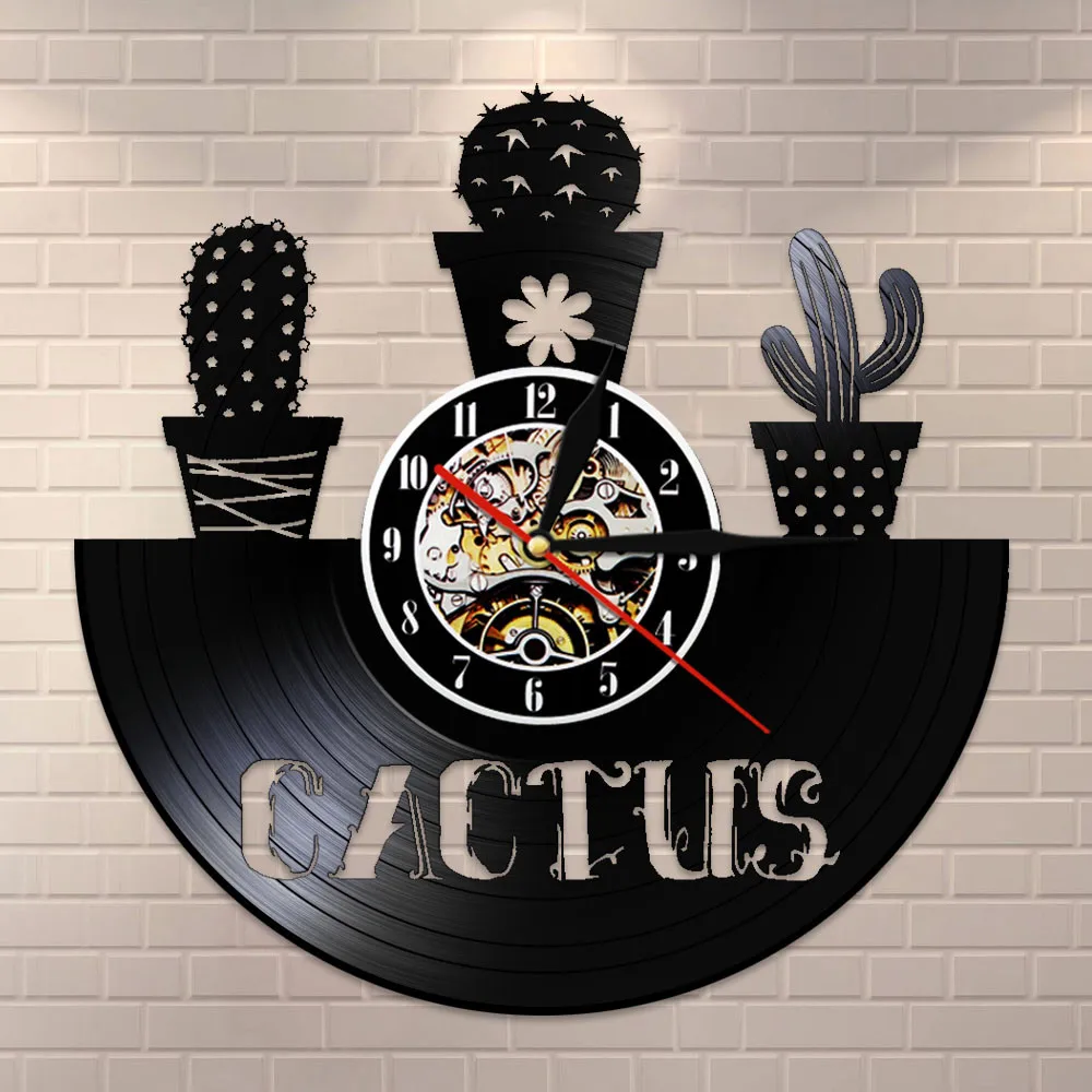 Кактус цветочный горшок искусство кактус винтажная виниловая пластина