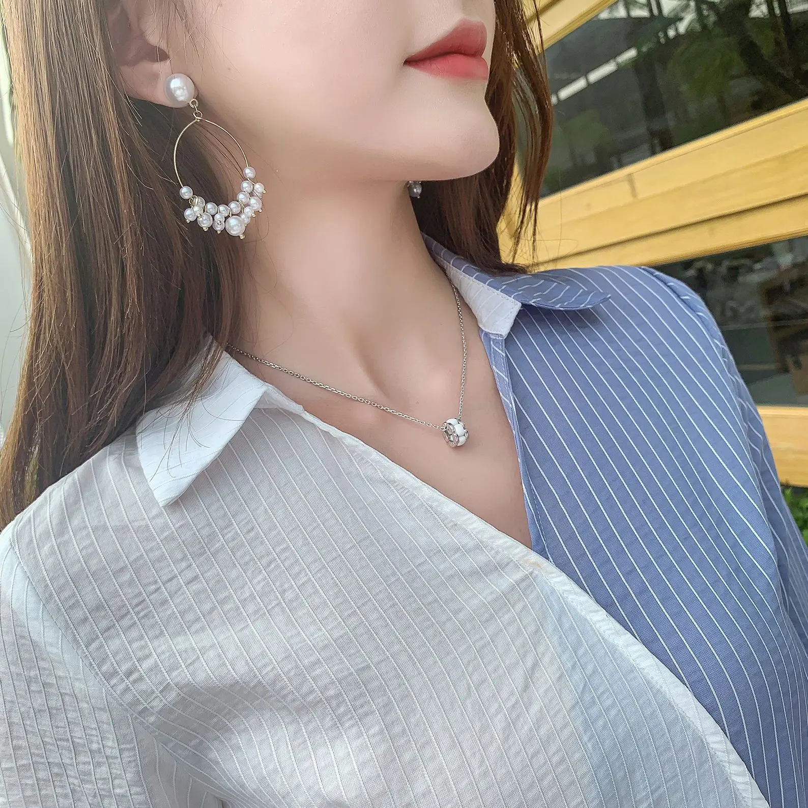 Повседневная Лоскутная рубашка COIGARSAM женские топы летние милые полосатые