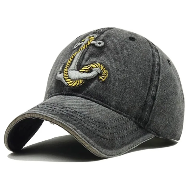 

Washed Cotton Baseball Cap Casual Anchor Snapback Hat Men Women Retro Summer Hip Hop Fitted Caps Casquette Gorra Hombre Bone