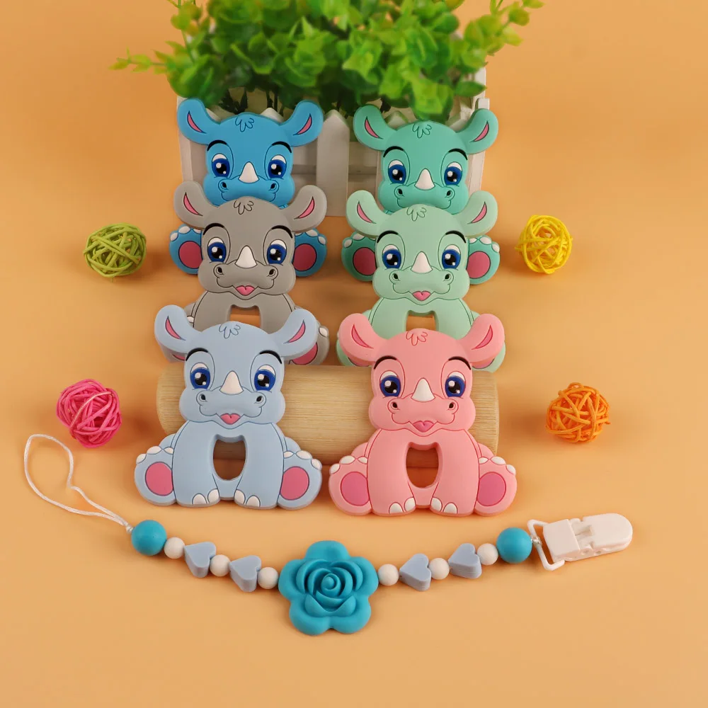 

Kovict 1pcs Baby Silicone Teether Cartoon Rhinoceros Food Grade Silicone Rodent Teeth Toy For Teeth Tiny Rod Baby Teether Gift