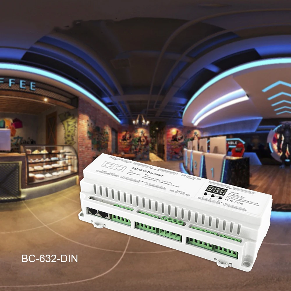 DC12V-24V DIN-рейка 24CH 32CH 40CH DMX512 постоянное напряжение PWM привод декодера RJ45 Клеммная