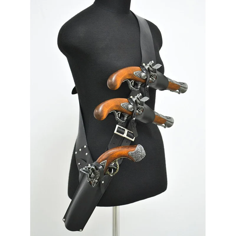 Средневековый пиратский костюм для косплея плечевой ремень Flintlock держатель кожаный пистолет кобура стимпанк комплект аксессуаров реквизит Baldric