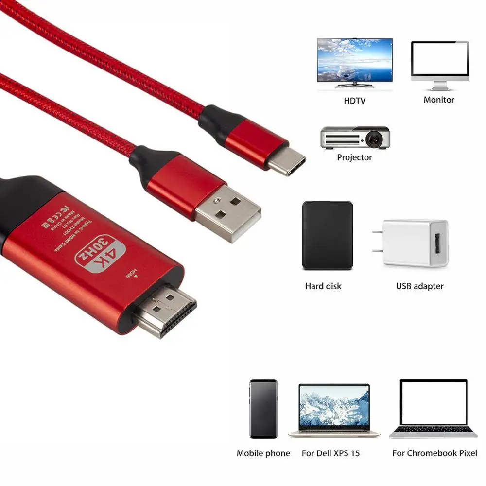 Тип C к HDMI HD tv AV ТВ кабель адаптер для samsung Galaxy S9 S10 Note 9 MacBook Smart конвертер|Кабели HDMI| |