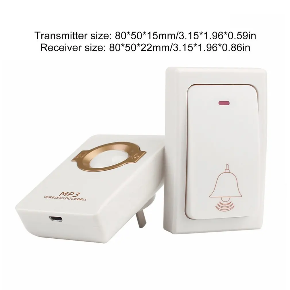 

Self-powered Wireless Doorbell Remote Button & 1 Receiver MP3 Digital Long Range Waterproof for Home