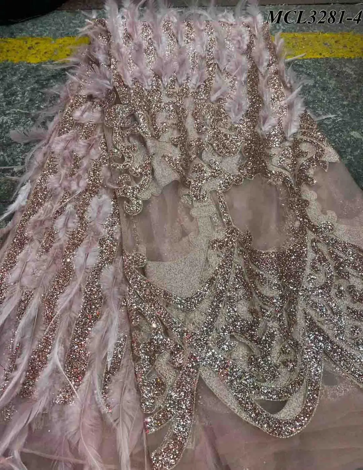 Оптовая продажа Зеленый Французский шитье 3D вышитый цветок из бисера с жемчугом