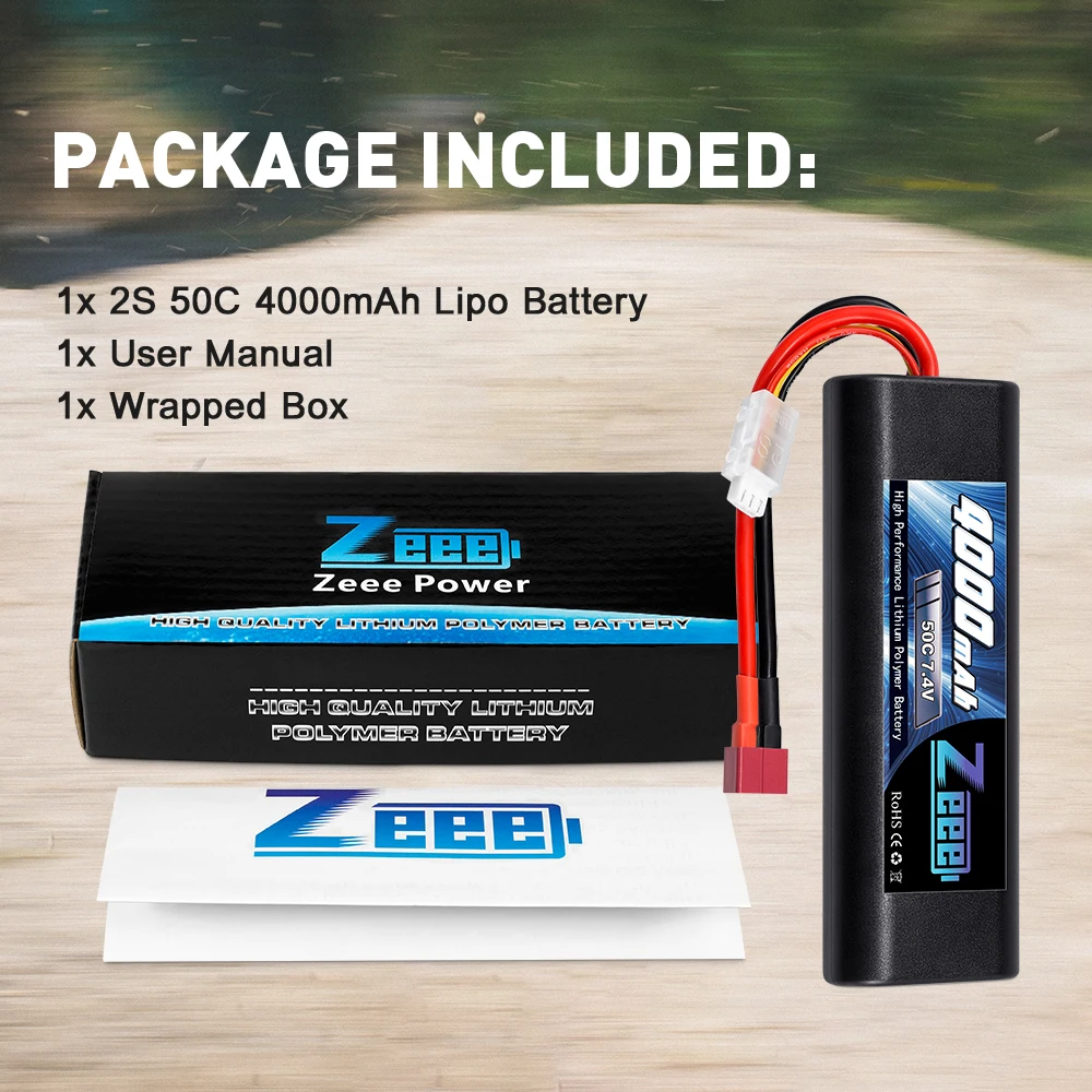 Zeee-bater&iacute;a Lipo de 7,4 V, 50C, 4000mAh, con enchufe Deans, carcasa r&iacute;gida 2S, para coche, cami&oacute;n, Helic&oacute;ptero, Avi&oacute;n a control remoto-5