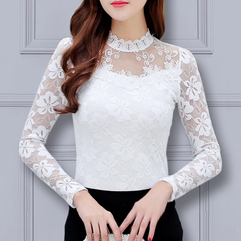 Blusas Mujer De Moda 2021 женские блузки белая рубашка кружева выдалбливают стенд с
