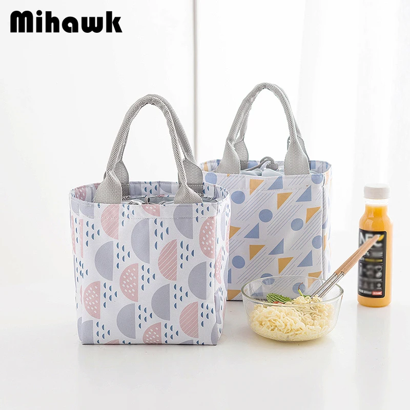 Mihawk Portable Cooler Thermal Lunch Bag Women Picnic Eco-Friendly Bento Tote Insulation Family Fruit Food Fresh Zip Pouch Stuff