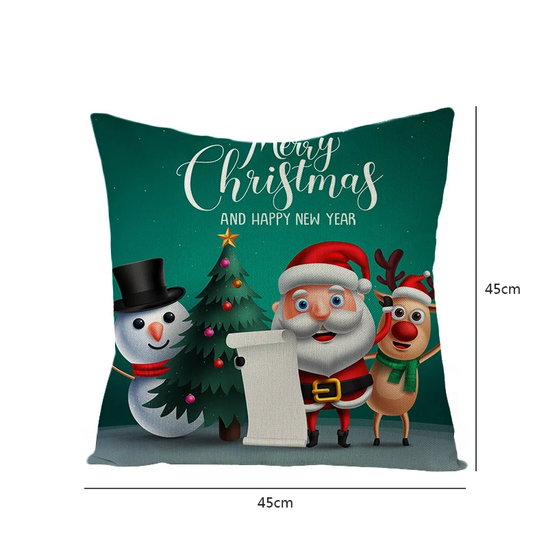 Веселая Рождественская льняная Наволочка на подушку Мягкая Милая подушка для