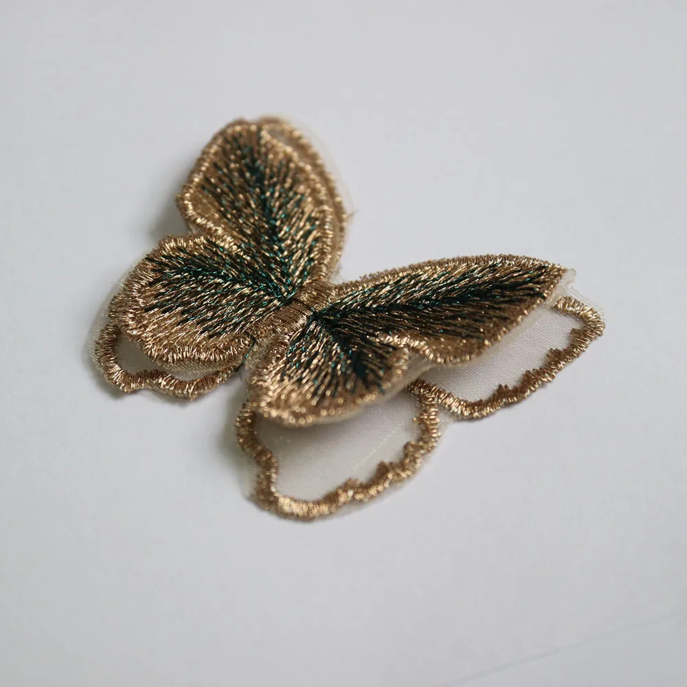 

6 шт./лот органза 2-слойные вышитые бабочки нашивки для одежды Вышивка Животных нашивки для рюкзака parches аппликация