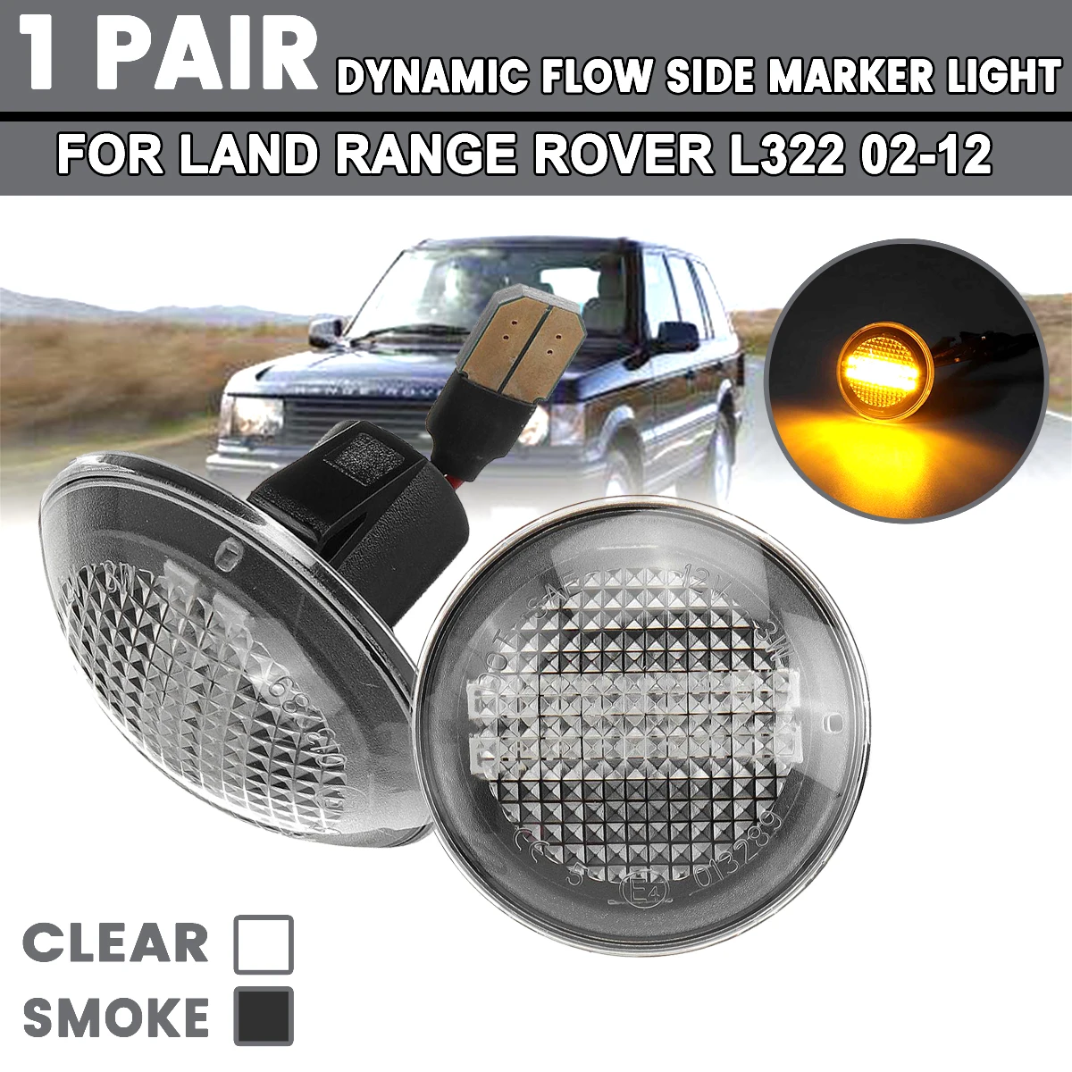 

1 пара, динамические светодиодные боковые габаритные огни для Land Range Rover L322 02-12