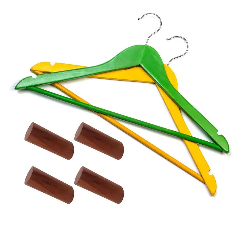 

4pcs Wood Wall Hooks Heavy Duty Thickened Rustic Wooden Hanger For Hanging Coats Clothes Hats Bags Towels In Bedroom Bathroom