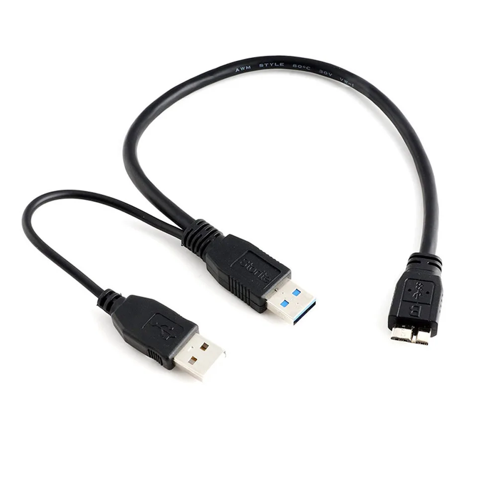 

Кабель-удлинитель для внешних жестких дисков USB 3,0, 2 разъема типа A-Micro B