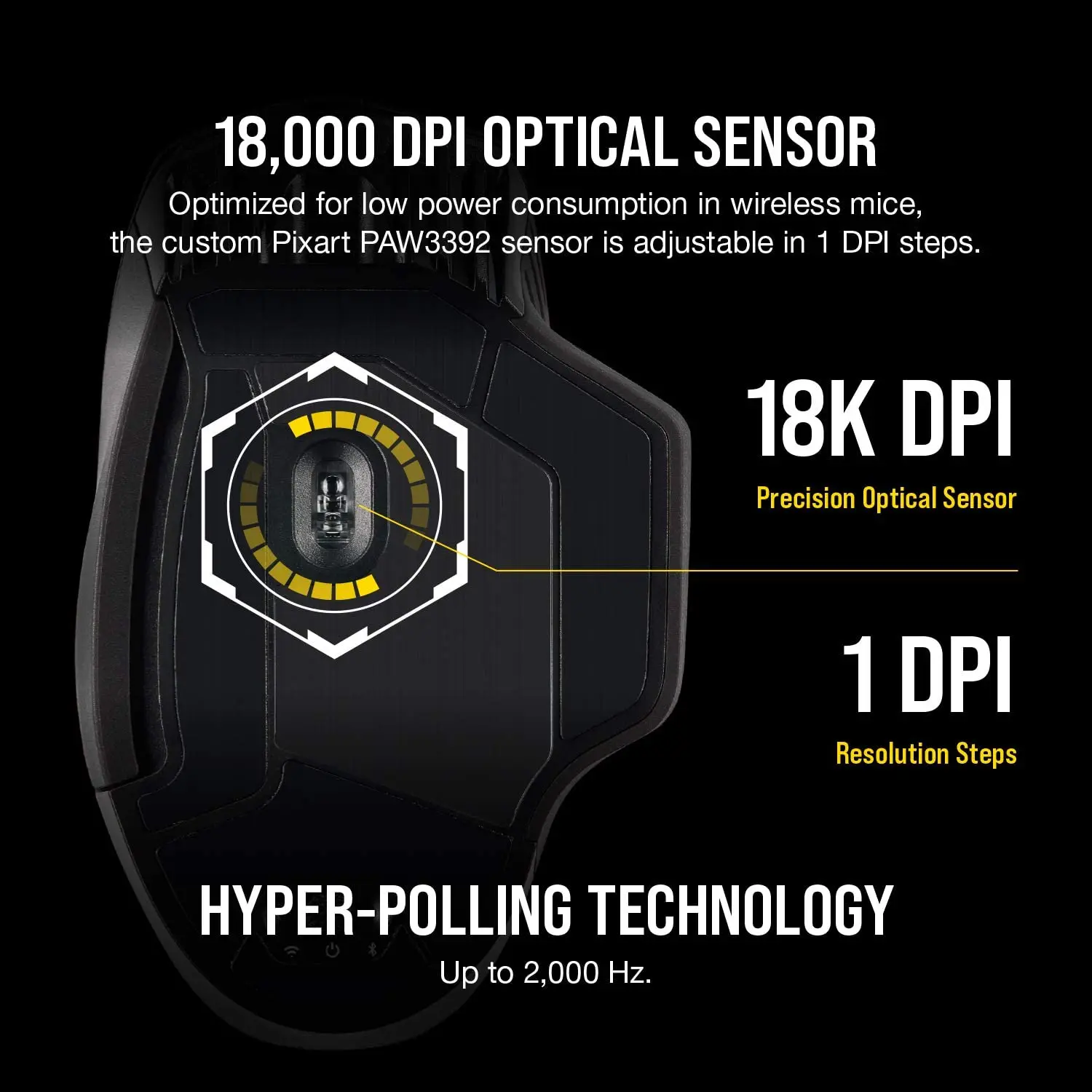 Беспроводная игровая мышь Corsair Dark Core RGB Pro SE FPS/MOBA с технологией Slipstream черная
