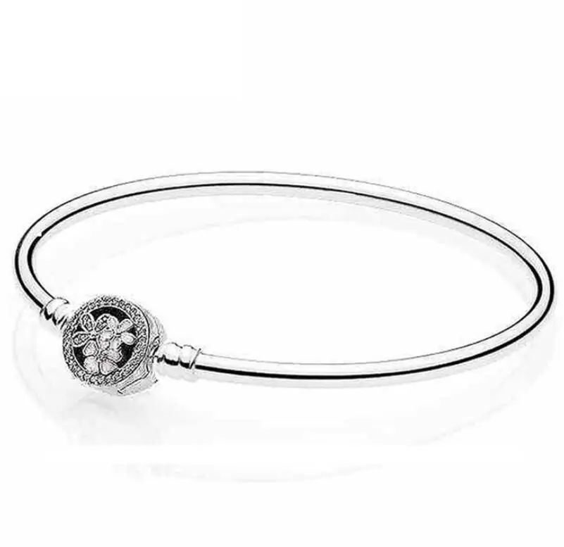 

Authentic 925 Sterling Silver Poetic Blooms Clasp Snake Chain pandora Bracelet Bangle Fit Women Bead Charm Diy Europe Jewelry