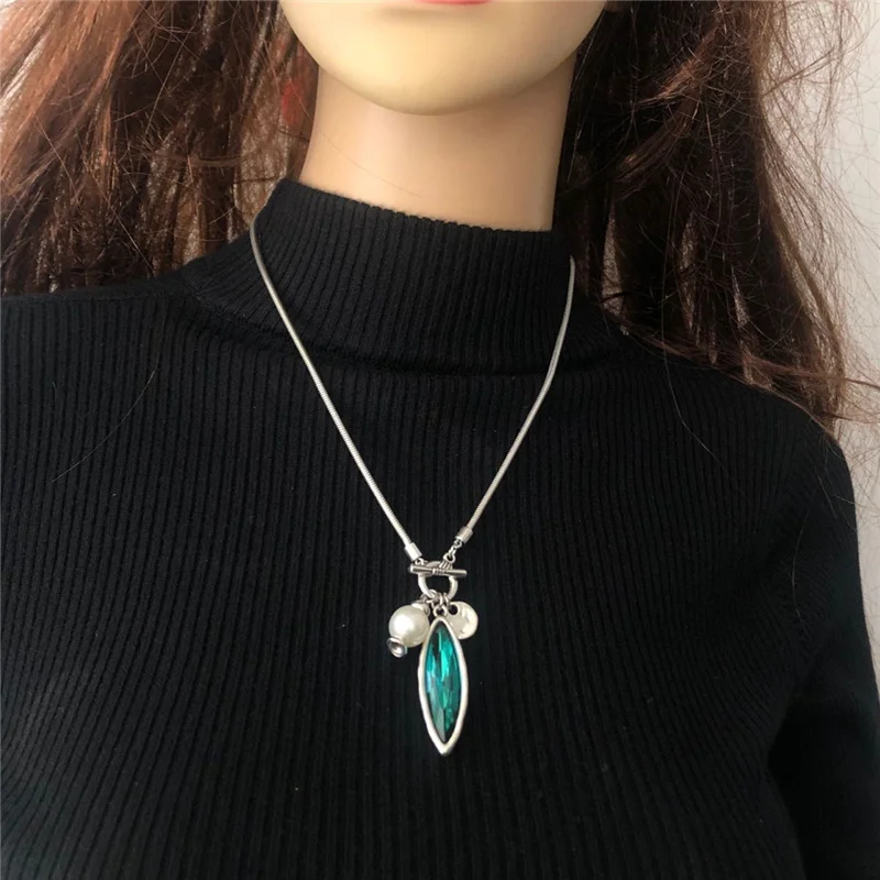 

Anslow 2021 New Fashion Jewelry Antique Silver Color Bride Imitational Pearls Necklace Pendant Wedding Party Accessory LOW0043AN