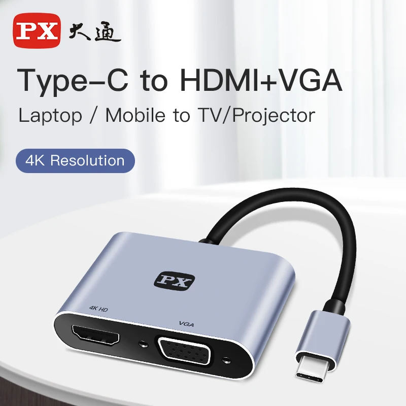 PX USB Type-C к конвертеру Hdmi адаптер c hdmi + VGA для мобильного телефона планшета ноутбука