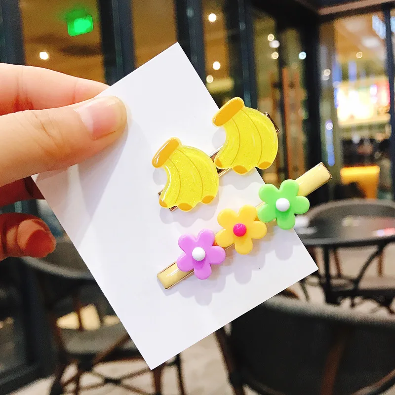 2 шт./компл. Kawaii для девочек милые апельсин ананас морковь цветы заколки волос