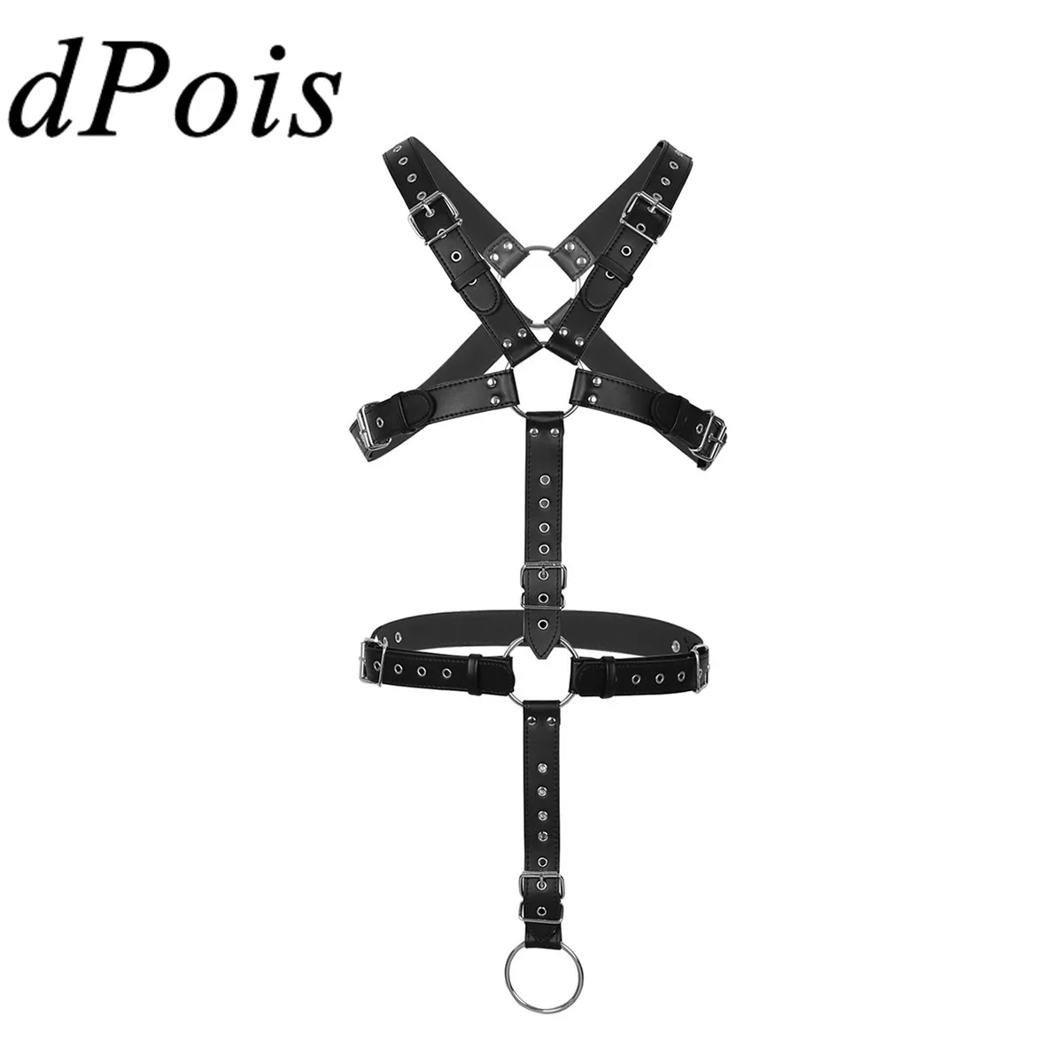 Мужской нагрудный ремень для тела BDSM регулируемый из искусственной кожи с О
