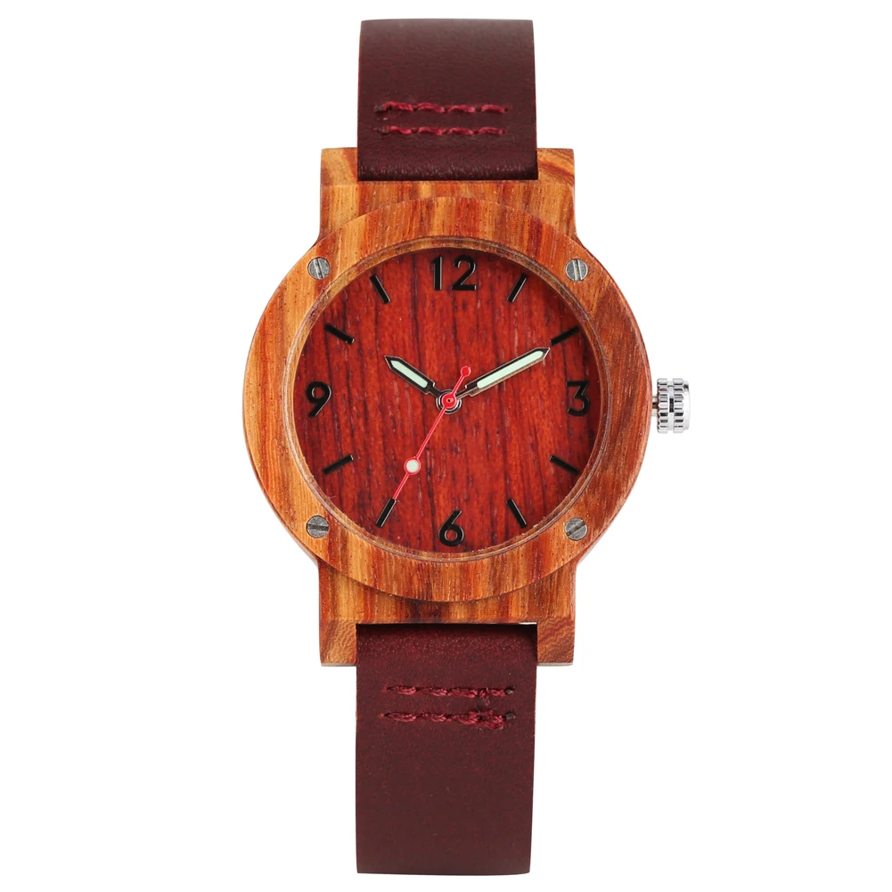 Ручной работы вишневые деревянные часы для женщин женские стильные кварцевые из