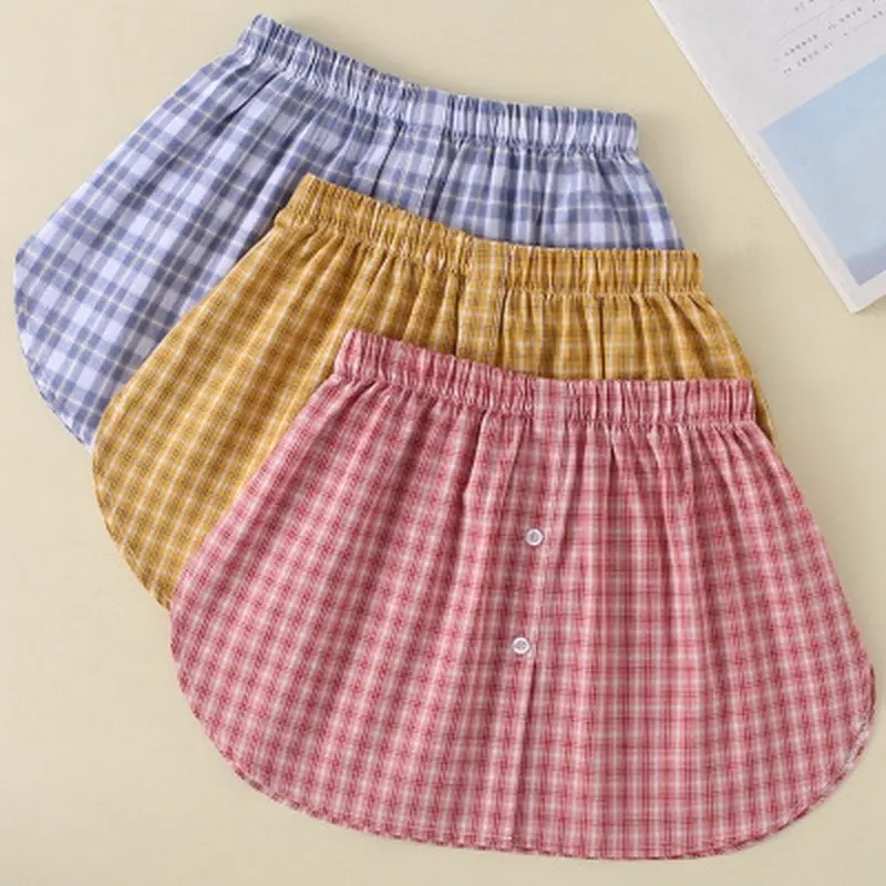 

2021 High Waist Skirt Adjustable Layering Fake Top Lower Sweep Skirt Half-length Splitting A Version Women Plaid Casual Skirt
