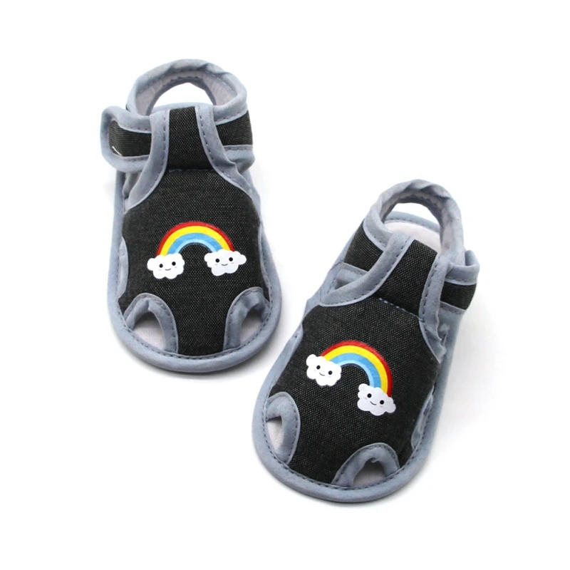 

11New Summer Rainbow Print Hollow Baby Girl Sandals Cotton Soft Bottom Infant Toddler Boy Shoes Newborn Beach Shoe