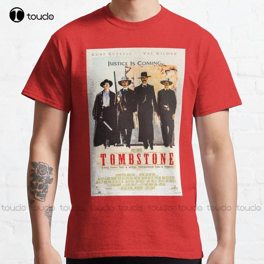 

Tombstone western movies 90s movies Classic T-Shirt red shirt Custom aldult Teen unisex digital printing xs-5xl All seasons