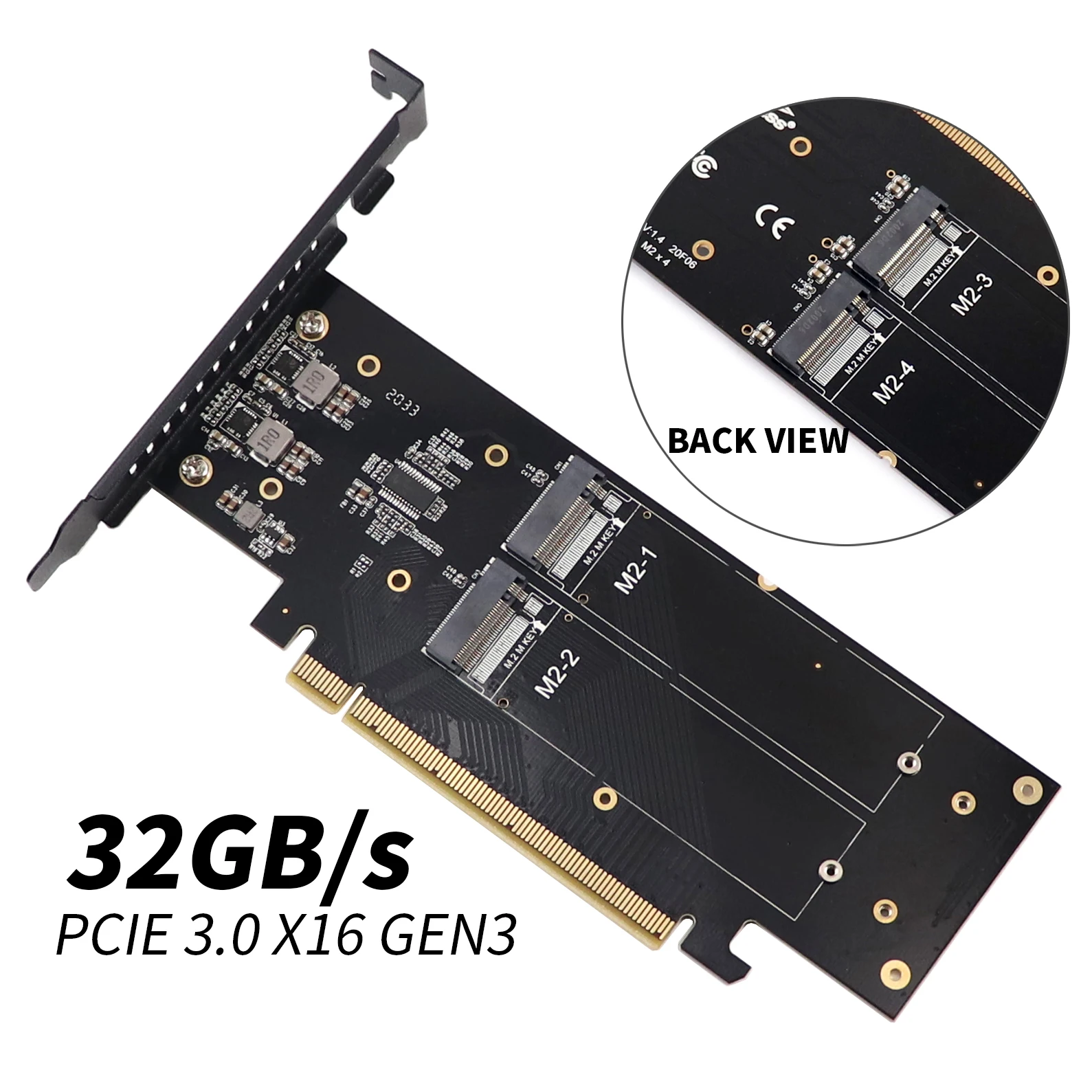 Адаптер M2 NVME с 4 портами M.2 NVMe на PCIe 3 0 X16 адаптер контроллера Райзера PCI Express порта