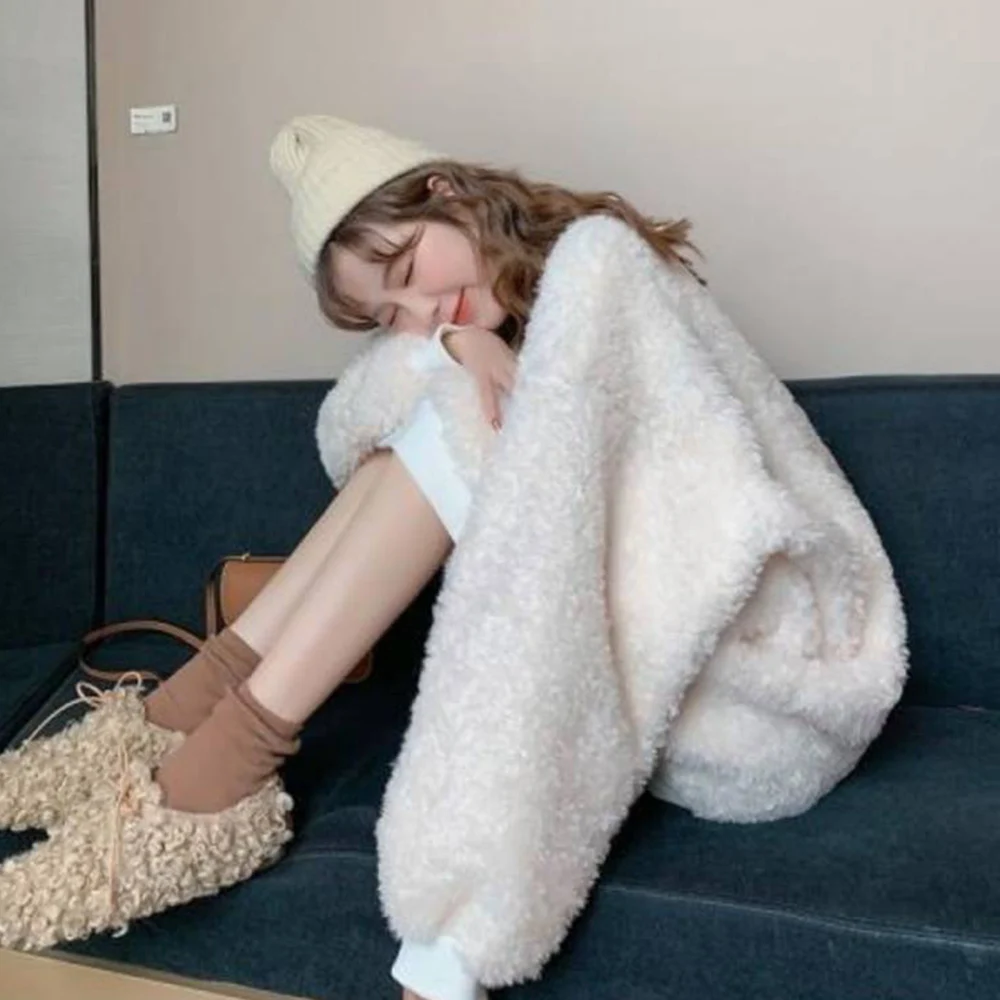 

Повседневный пуловер, осенняя плюшевая толстовка, свитшот, Женский Топ, свободная толстовка с длинным рукавом, зимний женский пуловер