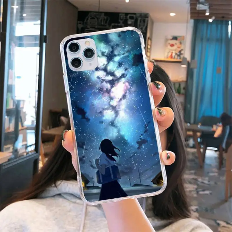 

Anime Your Name Phone Case Transparent for iPhone 6 7 8 11 12 s mini pro X XS XR MAX Plus cover funda shell