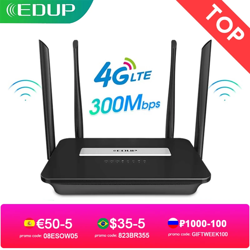 

EDUP 4G Router wifi Sim Card Wireless Wi-Fi Router Home hotspot 4G RJ45 WAN LAN WIFI modem Router CPE 4G WIFI router slot Dongle