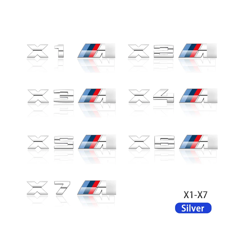 

3D хромированный логотип, Серебряный хвост, письмо, пластиковая эмблема, значок, наклейка, украшение для BMW X1 X3 X5 X6 E83 F25 E70 1 3 4 5 6 серии