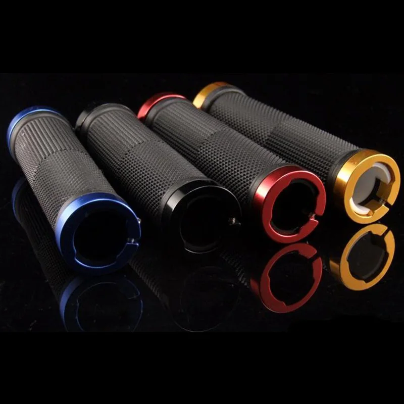 

Pair Of Aluminum Alloy Bilateral locking Handlebar Grips Mountain Cycling Bike Rubber Anti-Slip LDF668