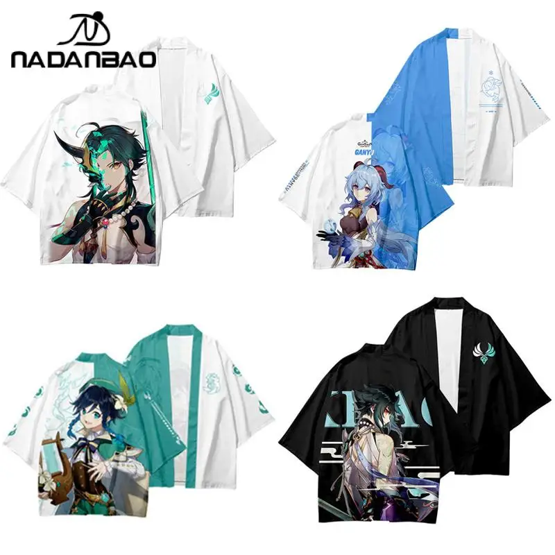 

Game Genshin Impact XIAO Character Kimono Anime Dakimakura Hu Tao Zhongli Eula Cospaly Costumes For Adult Child Cardigan Kimono
