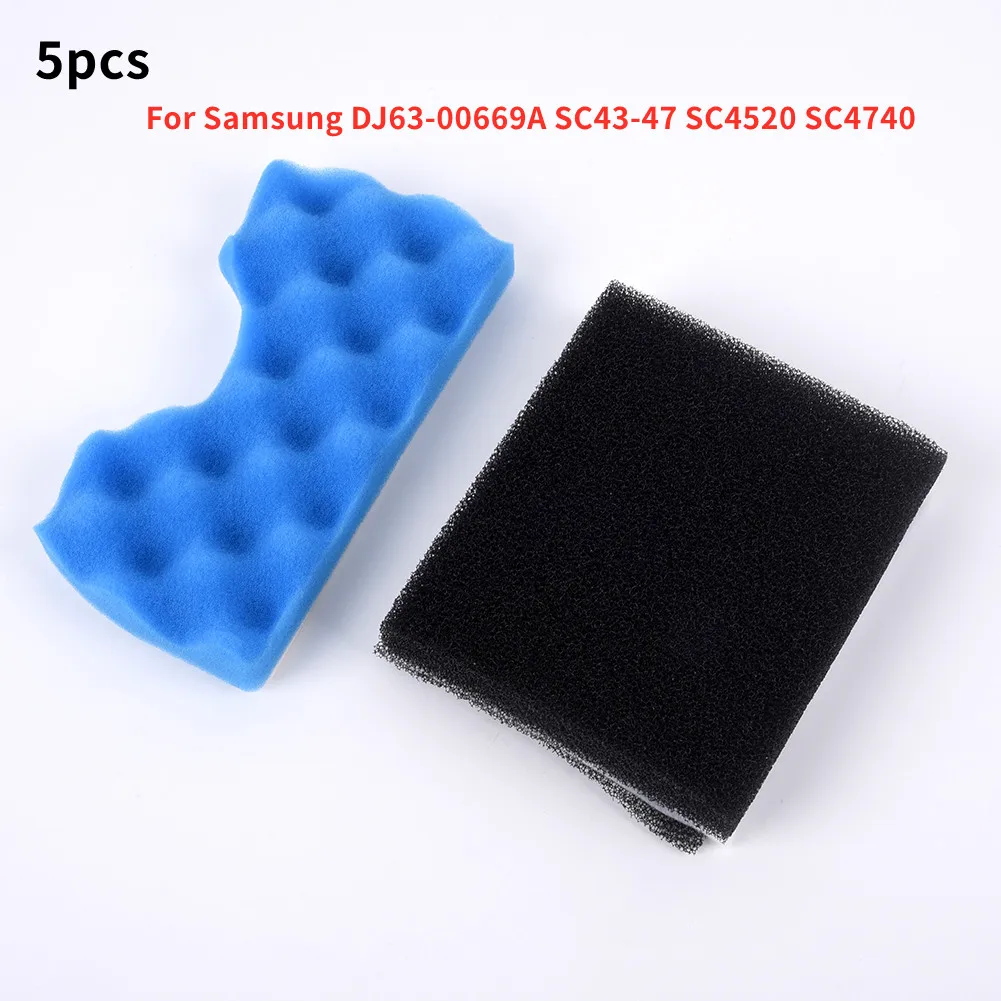 

5pcs Black/Blue Foam Filter Elements Set For Samsung SC4310 SC4316 SC4320 SC4321 SC4325 SC4326 Household Appliances Part
