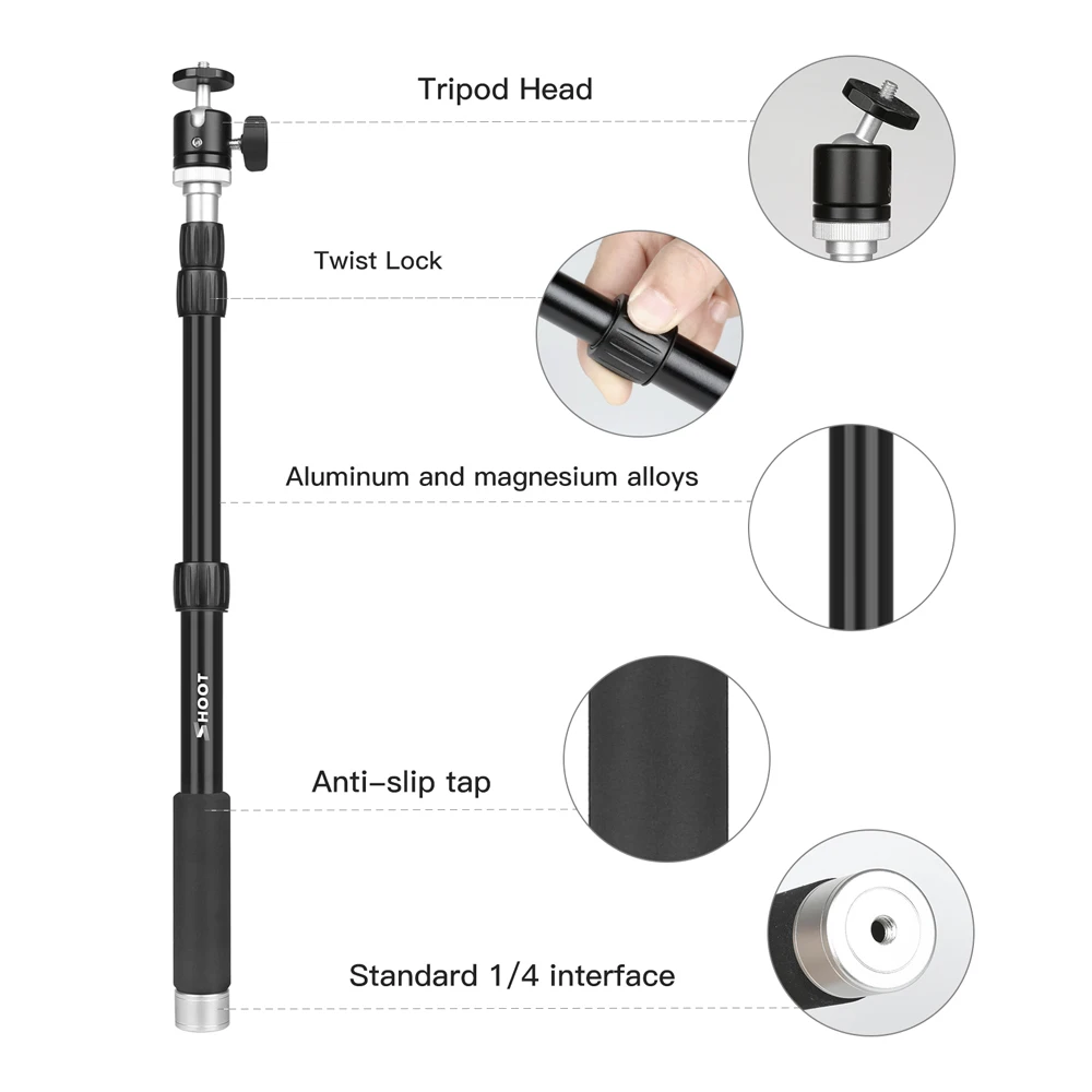 SHOOT XT 443 96 см портативный алюминиевый монопод для камеры GoPro Hero 7 6 5 4 Xiaomi Yi 4K Canon H9 dslr