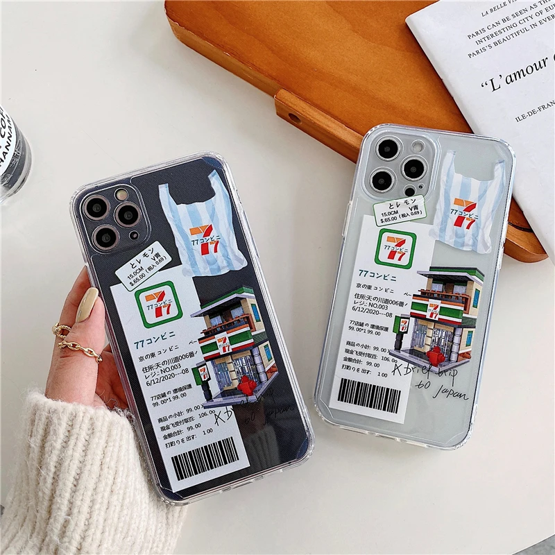 

Creative Convenience Store Phone Cases For iPhone 12 Mini 11 Pro XS MAX X XR 7 8 Plus SE 2020 Clear Straight Edge Soft Tpu Cover