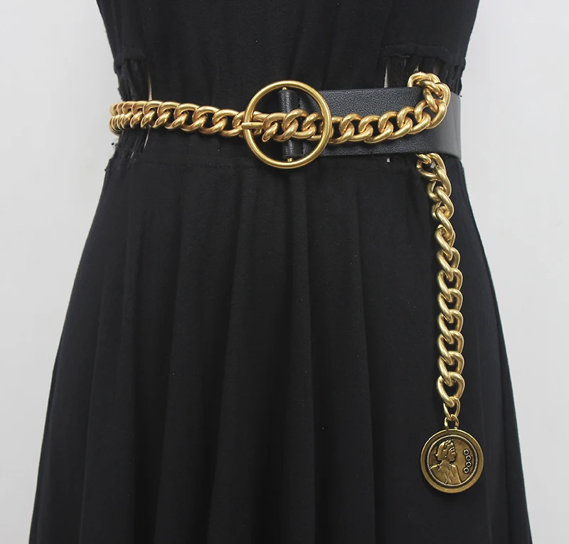 Gold Metal Waist Chain Designer Jeans Dress Leather Belt Pendant Band for Women | Аксессуары для одежды