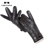 Модные мужские кожаные перчатки, перчатки с алмазной сеткой, брендовые перчатки из овчины для мужчин, сохраняющие тепло перчатки, мужские зимние-2012