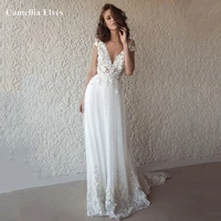 bohemia lace a line wedding dresses 2022 beach style cap sleeve bridal robes bohemia wedding gowns bride dress vestidos de novia