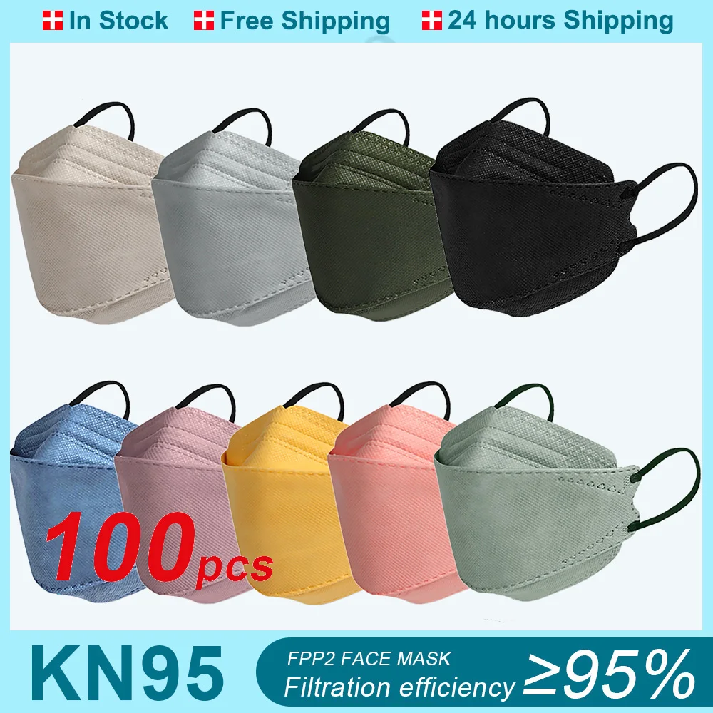 

10-100PCS Morandi Korean KN95 Maske FFP2 Mascarillas FPP2 Masks FFP2MASK Mascherine Black Protective Face Mask Masque Noir FP2