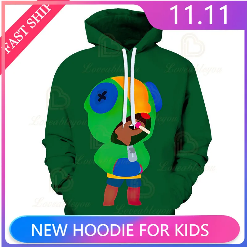 

Mecha Crow Shooter Kids Hoodie MAX Brawings Game Spike 3D Sweatshirt Tops Boys Girls Brawings Cartoon Star Tops Teen Clothes