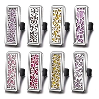 car air freshener aromatherapy magnetic diffuser jewelry rectangle vintage car vent pendant clip stainless steel perfume lockets