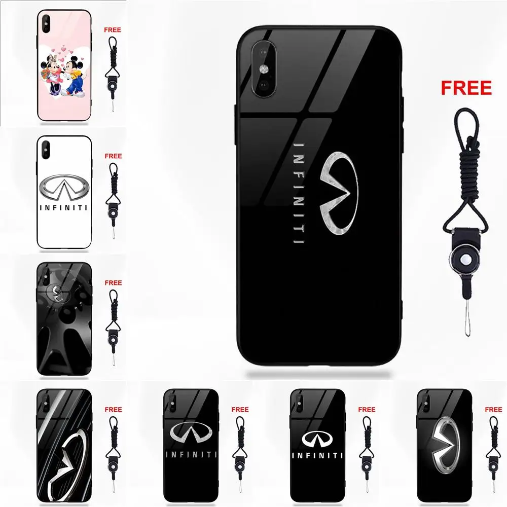 Мягкий ТПУ чехол + защитный из закаленного стекла с логотипом Infiniti для Apple IPhone X XS