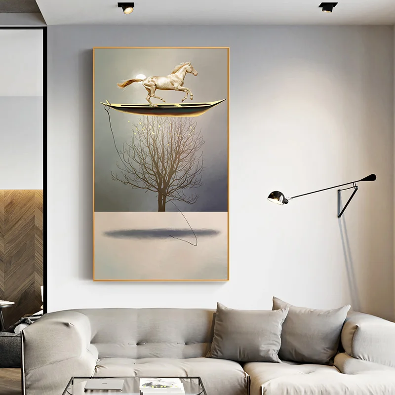 Абстрактный парусиновый постер с лошадью-лодкой Современная Настенная живопись