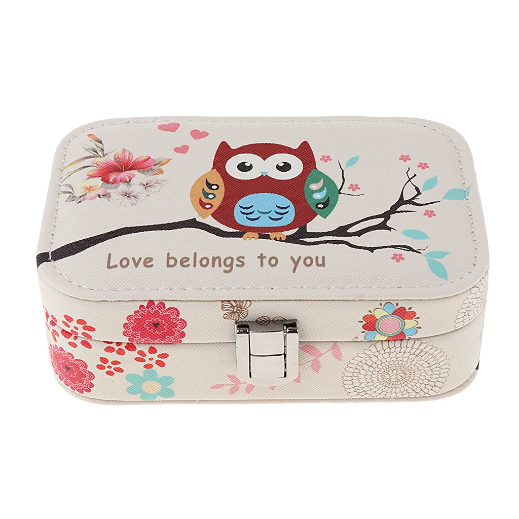 Small Faux Leather Travel Jewelry Box Ring Organizer Display Storage Case girl home earring necklace storage box |