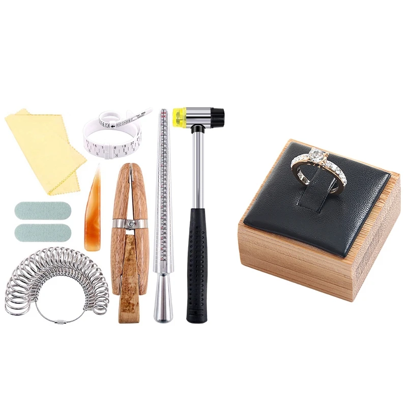 

12Pcs Jewelry Ring Sizer Tools Set, Ring Mandrel, Ring Sizer With Fashion Ring Bracelet Jewelry Display Stand Holder