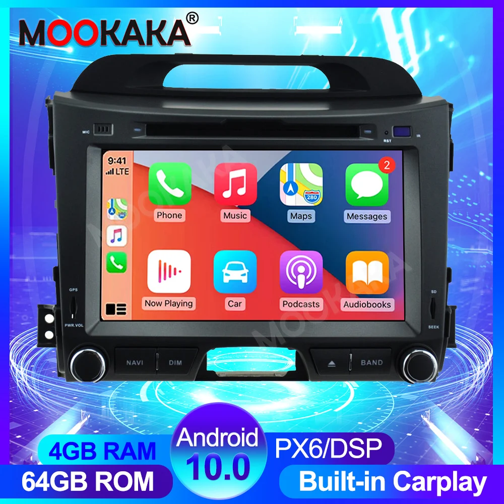 

Android 10.0 4+64GB Car Radio Carplay For KIA SPORTAGE 2010-2016 Touch Screen Autoradio DSP DVD Multimedia Player GPS Navigation