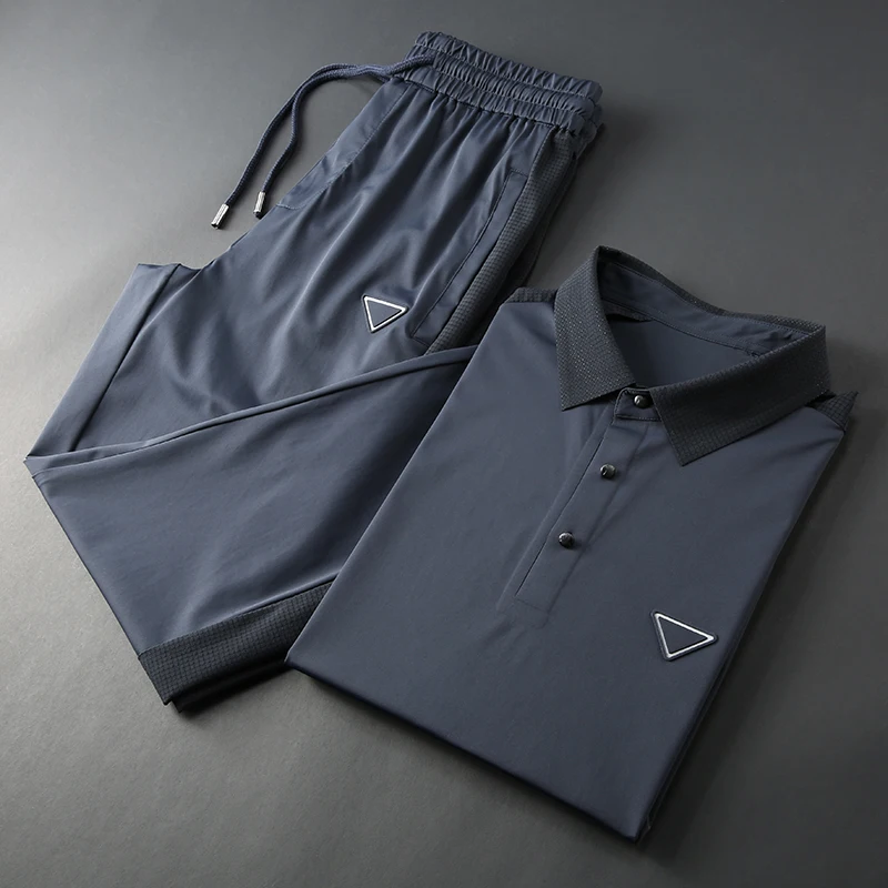 Мужской Сверхтонкий спортивный костюм JSBDSummer яркий контрастный дышащий из двух